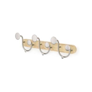 Wieszak z 9 haczykami 17 kg srebrny drewniany naturalny MELODY Umbra