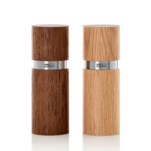 Zestaw młynków do pieprzu i soli Textura XS jasny/ciemny dąb AdHoc