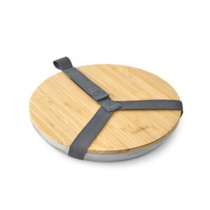 Zestaw 4 talerzy stalowych plus deska bambusowa Outdoor NEW BLACK+BLUM