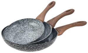 Zestaw 3 patelni, aluminium szary marmurek Ø20/24/28cm, KingHoff