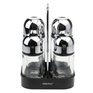 Zestaw przyprawników na stół 5 elementów , szkło-stal KingHoff