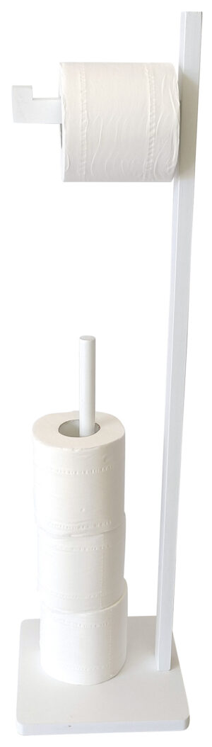 Uchwyt stojak na papiery toaletowe, bambus, biały, KINGHoff