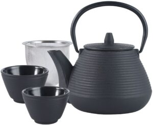Żeliwny dzbanek do herbaty z filtrem i filiżankami, 1L, KINGHoff
