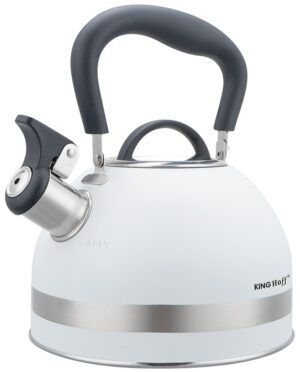 Czajnik z gwizdkiem, 1.8L, stali nierdzewnej, biały, KINGHoff