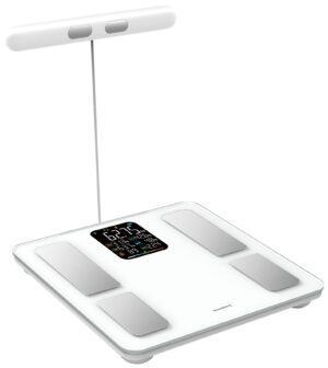 Waga łazienkowa z uchwytem, elektroniczna, precyzyjna analiza składu ciała, biała, Klausberg