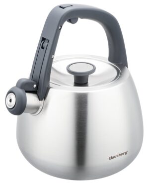 Czajnik ze stali nierdzewnej z gwizdkiem, srebrny szczotkowany, pojemność 2,5L, Klausberg