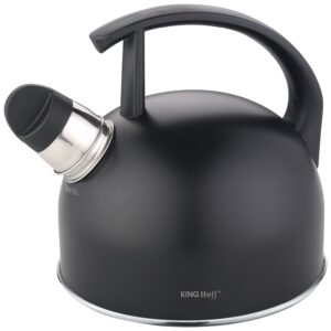 Czajnik tradycyjny z gwizdkiem, stal nierdzewna, czarny mat, pojemność 1,5L, KINGHoff, KH-1897