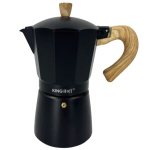 Zaparzacz do kawy espresso z aluminium, 6 filiżanek, czarny/drewnopodobny, KINGHoff