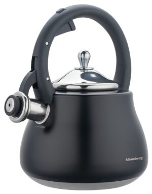 Czajnik z gwizdkiem, stal nierdzewna, czarny ze srebrnymi elementami, 2,8l, Klausberg