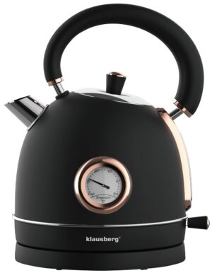 Czajnik elektryczny z termometrem, stal nierdzewna, czarny/rose gold 1,8l, 1850-2200W, Klausberg