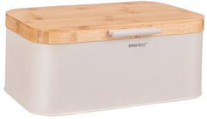 Chlebak, beżowy, z bambusową pokrywą, KINGHoff