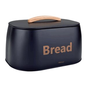 Chlebak, metalowy, drewniany uchwyt, 34x24x18,5cm, czarny, KINGHoff