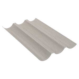 Forma do bagietek perforowana, 3 rowki, stal węglowa, powłoka nieprzywierająca, beżowa, 38×24,5 cm, KINGHoff