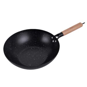 Patelnia WOK 30 cm, stal węglowa, powłoka marmurkowa nieprzywierająca, drewniany uchwyt, KINGHoff