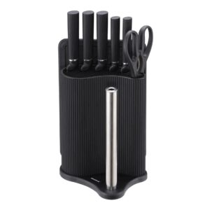 Zestaw noży 8 el. ze stojakiem, czarny, stal nierdzewna, Klausberg