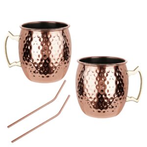 Zestaw kubków Moscow Mule, 2×500 ml, 2 słomki, KINGHoff