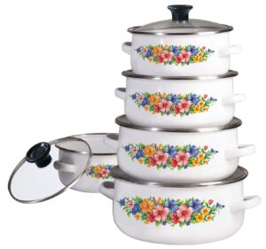 Zestaw garnków 10 elementów, emalia, różne wzory Klausberg