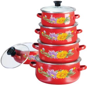 Zestaw garnków emaliowanych, 10 elementów różne kolory, Klausberg